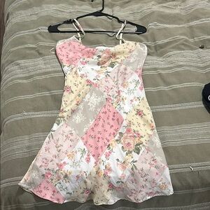 Altar’d state satin Floral Patchwork slip dress